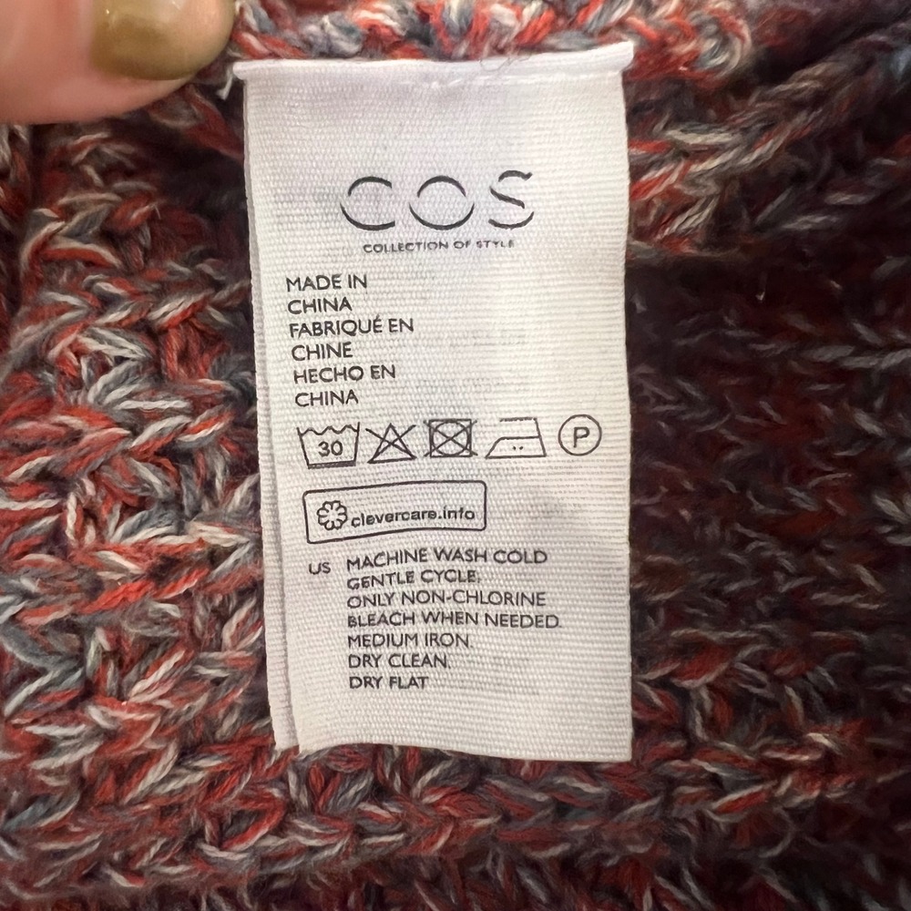 COS Red Marled Chunky Knit Cotton Wool Blend Crew Neck Sweater Small‎ 0801058 0 - Picture 7 of 8